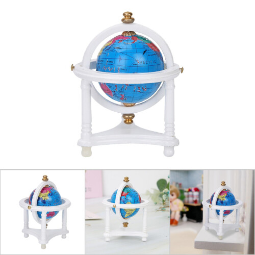 White Mini Rotatable Globe for 1/12 Dollhouse