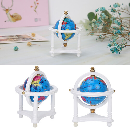 Mini White Globe for Dollhouse Study Decoration