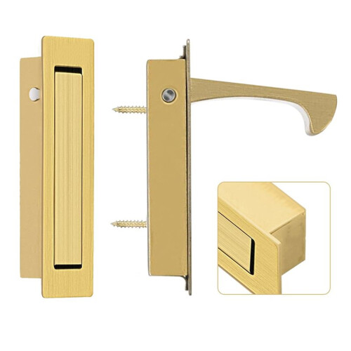 Stainless Steel Square Concealed Handle Sliding Door, Built-in Push-Pull Wardrobe Door, Drawer Concealed Hidden Handle 2