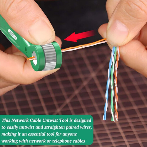 Network Cable Untwist Tool, Double Headed Wire Stripper with Roller, Twisted Wire Separator for 0.8-1.8mm Cables 2