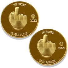 Funny Coins 2Pack 3D Heads and Tails Golden Give a Fuck Coin for DIY Craft Gifts 1.5inch