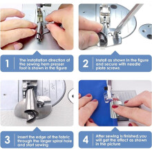 8 Piece Stainless Steel Rolled Hemmer Foot Set, Multi - Size Sewing Machine Attachments for Precision Hemming