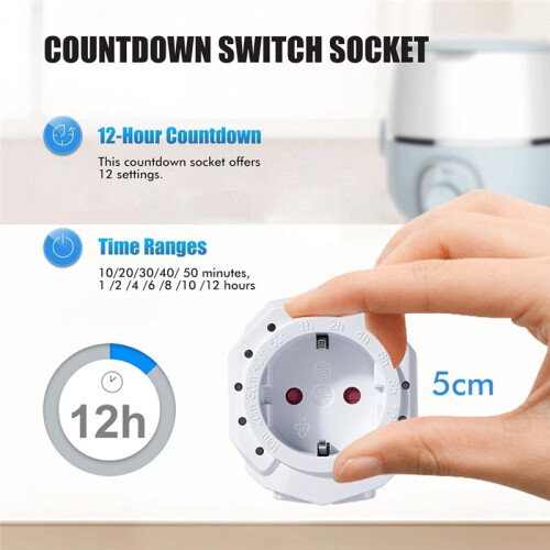 12  Ranges with 2 Buttons Timer  Socket LED Display, Countdown Status for Lighting and Household EU Plug 2