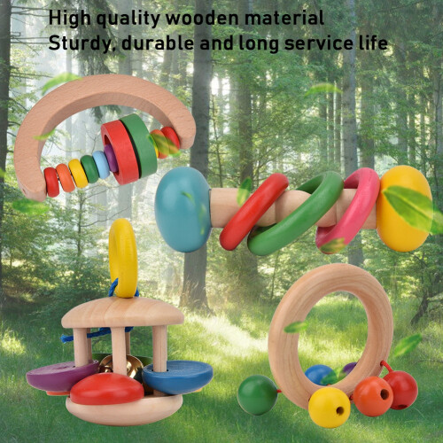 Eco-Friendly Wooden Rattle Set for Babies