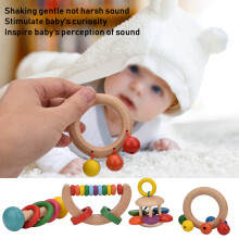 4Pcs Infant Musical Wooden Rattle Toys
