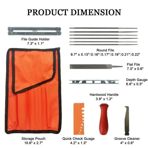 13Pcs Professional Chainsaw Chain Sharpening Kit Tool Hardwood Handle Round/Flat File Guide Bar File Sharpener 2