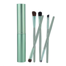 5pcs Green Cosmetic Brush Set - Portable for Eyeshadow Foundation Powder Makeup