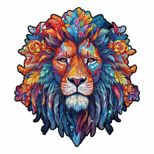 Wooden Jigsaw Puzzle Lion Head Animal Shape with Vibrant Design and Precision LaserCut Smooth Edges