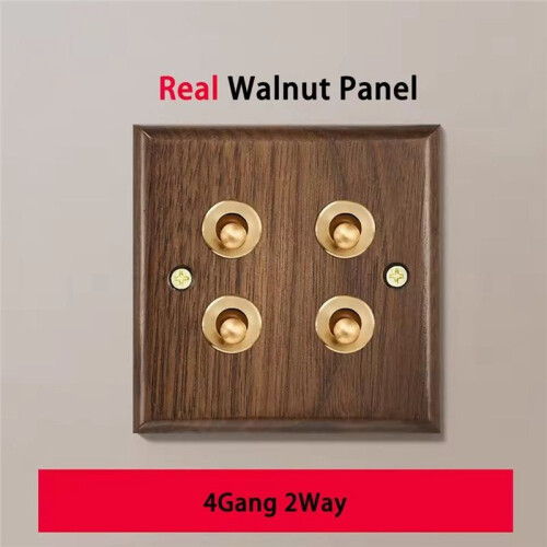 Retro Walnut Wall Toggle  Panel 1-4Gang 2Way Solid Wood Double Universal Electrical Power Outlet B 1
