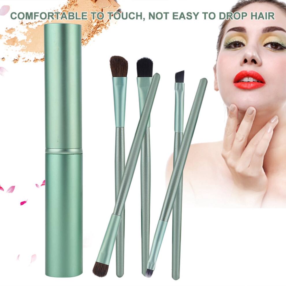 Green 5Pcs Cosmetic Brush Set For Eyeshadow Foundation Powder Makeup Tools