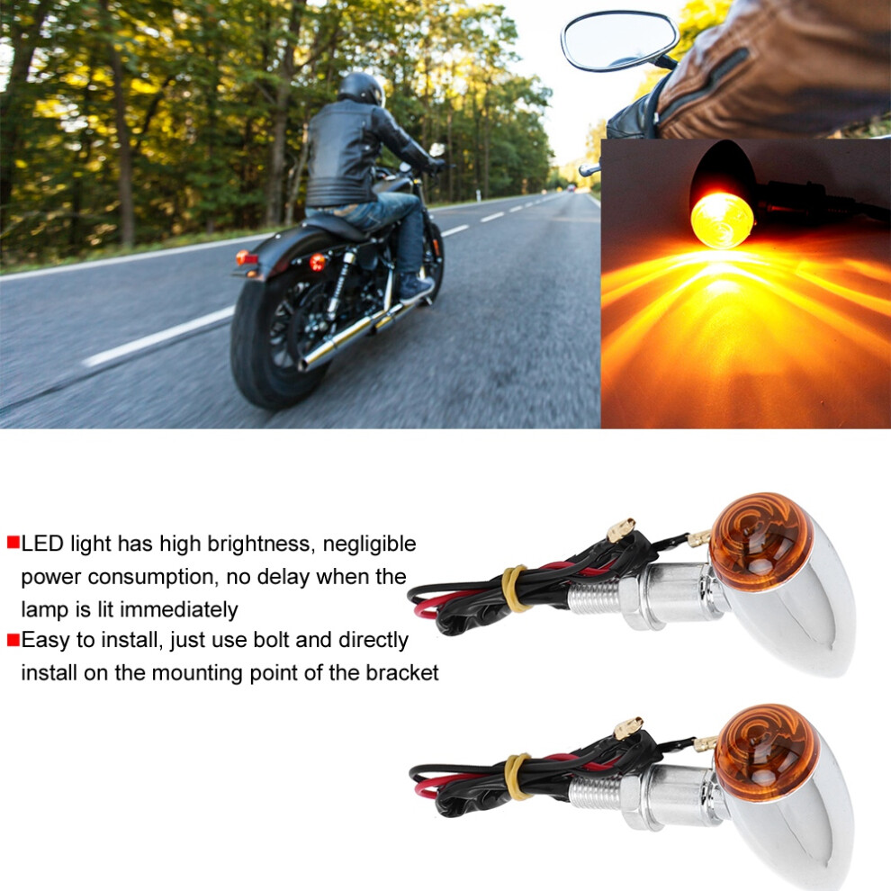 Motorcycle Waterproof Turn Signal Indicator Lamp Electroplating 12V Light 8791393340287