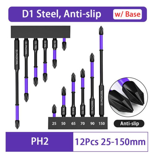 Magnetic Impact Phillips Bit Set with Anti-Slip Long Screwdriver Bits for Power Drilling 2