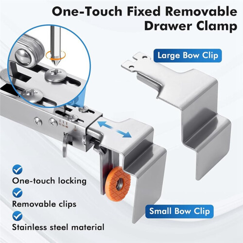 Adjustable Drawer Fixing Clamp Drawer Panel Front Installation Clamps Fixing Clips with 2pcs Replaceable Clip 2