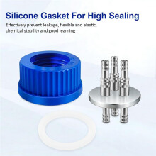 304 Stainless Steel GL45 Safety Feeding Cap, Small Size for Laboratory Use, 4-6mm Diameter 3 Port