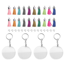 200 PeçAs DIY Chaveiro Redondo AcríLico em Branco Discos AcríLicos Transparentes Chaveiro Conjunto para Chaveiro DIY Artesanato em Vinil