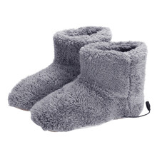 (Brown) Winter USB Warmer Foot Shoes Plush Warm Electric Slipper Feet Heat Washable