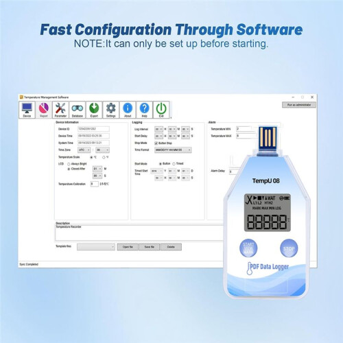 USB Digital Temperature Data Logger 5-Pack, Single Use, IP67 Waterproof, Auto PDF/CSV Reports for Cold Chain Monitoring 1