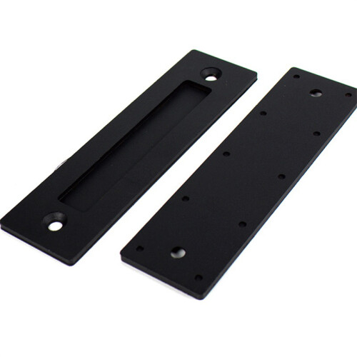Sliding Barn Door Handle Flat Back Plate Double Sided Rectangular Black Door Pull Handle 2