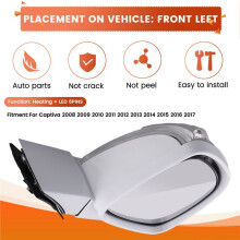 Side Rearview Mirror Assembly White 6PINS Heating+LED for Captiva 2008-2017 Door Wing Mirror 96818101 Left