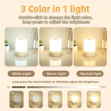 Lâmpada Noturna Sensível Ao Toque Lâmpada LED USB Recarregável de Três Cores para Cozinha, Corredor, Armário, Quarto, Luz Noturna
