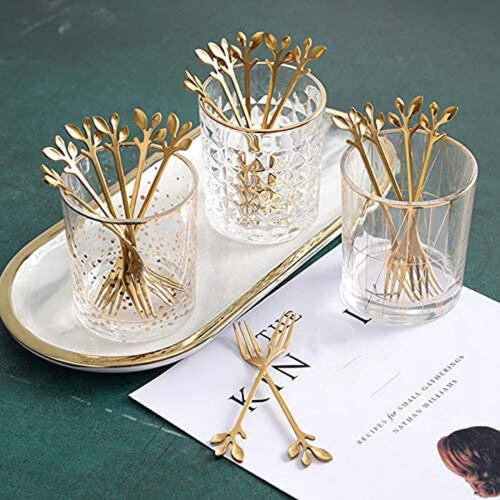 16PCS Dessert Spoon and Fork Set Cake Fork Coffee Spoon  Fruit Fork Stainless Steel -Silver 2