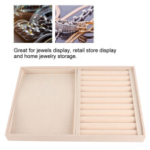 Beige Flannel Jewelry Display Tray 35x24x3cm for Rings Earrings Bracelets
