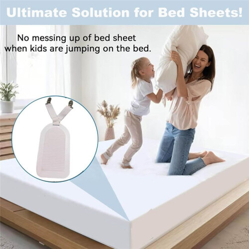 Bed Sheet Holders Straps Keep Sheets Tight,4pcs Adjustable Fitted Sheet Clips Fastener Suspenders Elastic Gripper Holder 2