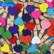 80 Pieces Wooden Heart Clothespins  Heart Photo Clips Colorful Small Clothes Pins for Crafts Picture Hanging Display