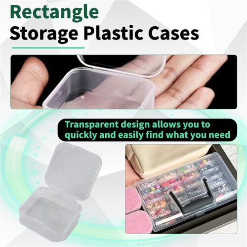 Bead Organizer Box with Handle, 24 Pcs Rectangle Storage Plastic Cases,  Clear Bead Storage Containers Boxes 2