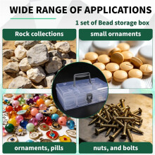 Bead Organizer Box with Handle, 24 Pcs Rectangle Storage Plastic Cases, Clear Bead Storage Containers Boxes