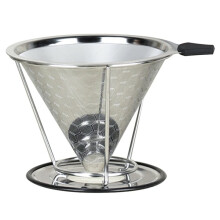 Double Layer Stainless Steel Filter, Coffee Funnel Type Drip Filter with Bracket, Suitable for Hand Grinding Coffee