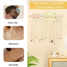 Hanging Jewelry Organizer- Modern Acrylic Necklace Holder with 15 Hooks - Space-Saving Wall Jewelry Display 3 Pack