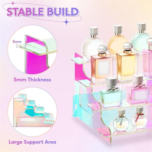 4 Tier Iridescent Display Risers Stand, Plastic Risers for Display, Perfume Organizer, Display for Figures 12Inch 2