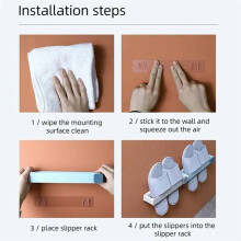 Bathroom Slipper Rack No Need to Drill Holes Wall-Mounted Integrated Shoe Rack Space-Saving Bathroom Rack A