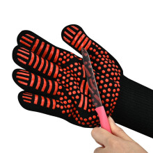 High Temp Fireproof Microwave Oven Gloves, Heat Resistant 800C, Non-Slip Black