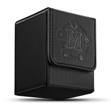 Card Storage Box Black Leather Holds 100+ Sleeved Cards with Magnetic Closure and Microfiber Lining for MTG