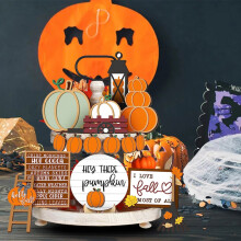 Autumn Layered Pallet Decoration Hello, Autumn Thanksgiving Pumpkin Maple Leaf Truck Sign Wooden Sign
