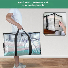 Transparente Umzugstaschen für Hohe Beanspruchung - 4er-Pack 90-Liter-Aufbewahrungstaschen mit Stabilen Griffen, Reißverschluss, Wasserdicht,