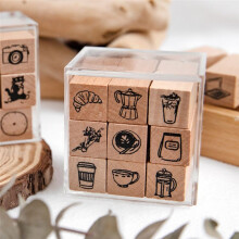 Juego de 9 Sellos de Madera con Diseño de Dibujos Animados, Ideal para Planificadores, Álbumes de Recortes y Calendarios. A
