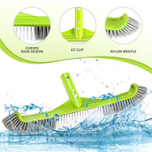 17.5" Curved Pool Brushes for Cleans Pool Swimming Walls, Tiles & Floors,with EZ Clips