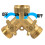 Brass Garden Hose Splitter (2 Way), Solid Brass Hose Y Splitter 2 Valves 3