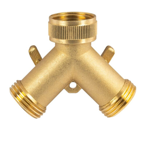 Brass Garden Hose Splitter (2 Way), Solid Brass Hose Y Splitter 2 Valves