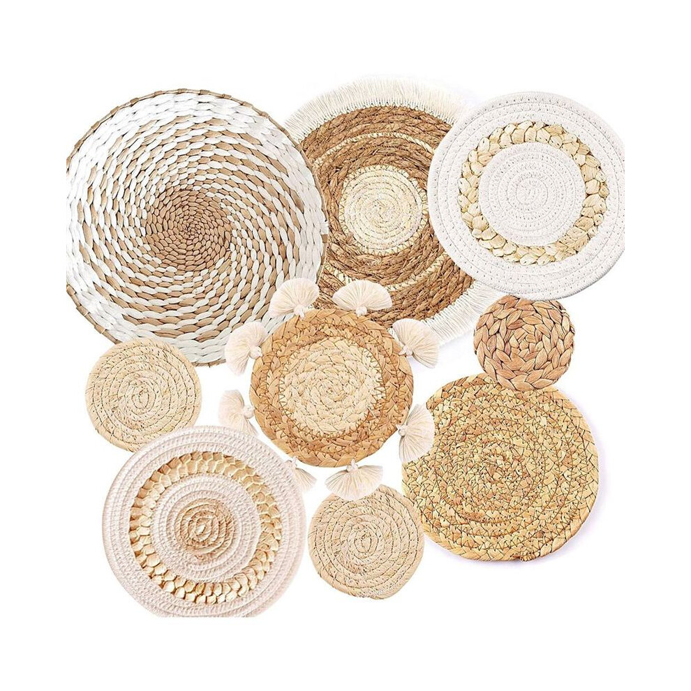 9 Pack Boho Wall Basket Set, Hanging Woven Wall Basket Decor, Seagrass Rattan Wicker Boho Wall Decor 4712848701297