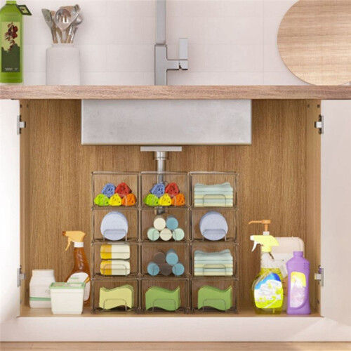 1PCS Clear Stackable Storage Drawers,Bathroom Makeup Organizer,Storage Bins for Home Organization and Storage 2