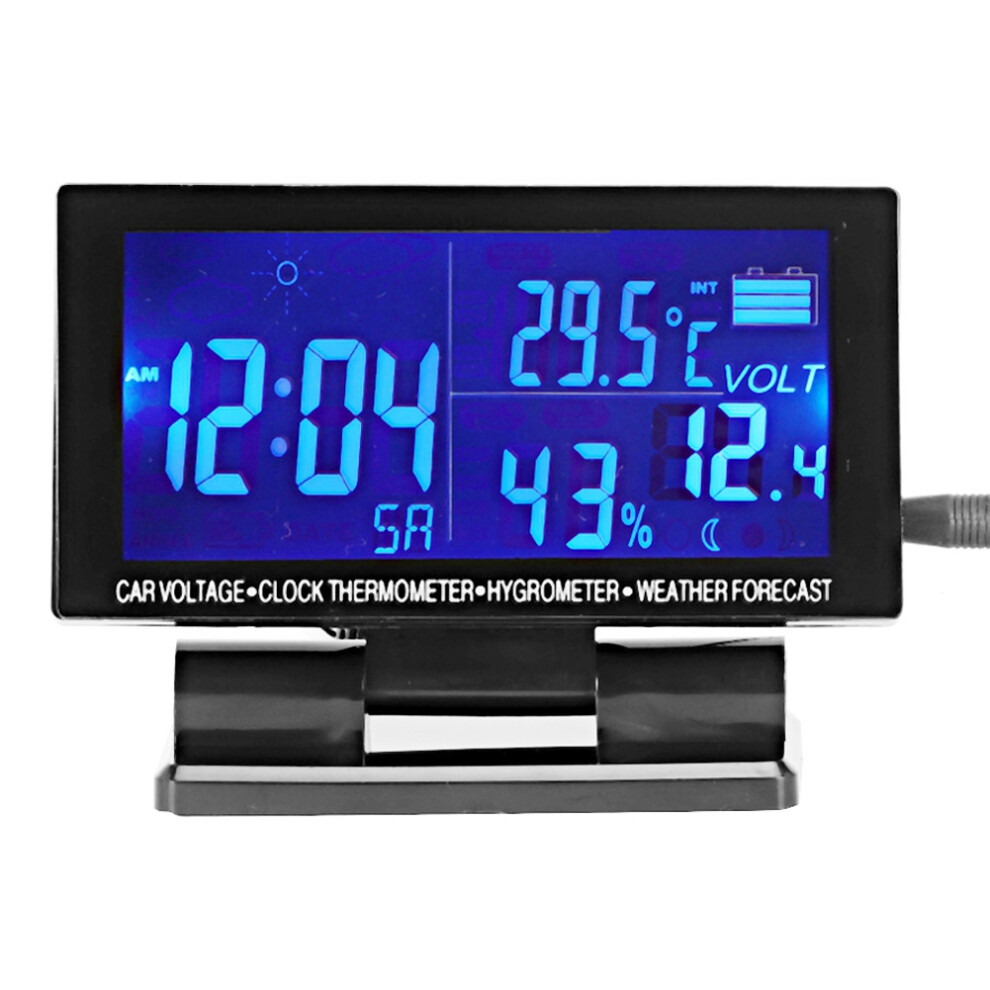Digital Car Clock With Thermometer Hygrometer Weather Forecast Voltmeter 8441393307161