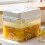 Pickle Container Rectangle Food Fermentation Storage Box for Home Kitchen Jar Airtight Pickle Press Keeper with Handle B 9