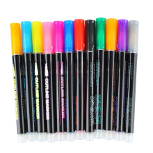 12Pcs Assorted Color Round Fiber Tip Highlighters, Fast-Dry, 14x14x3cm