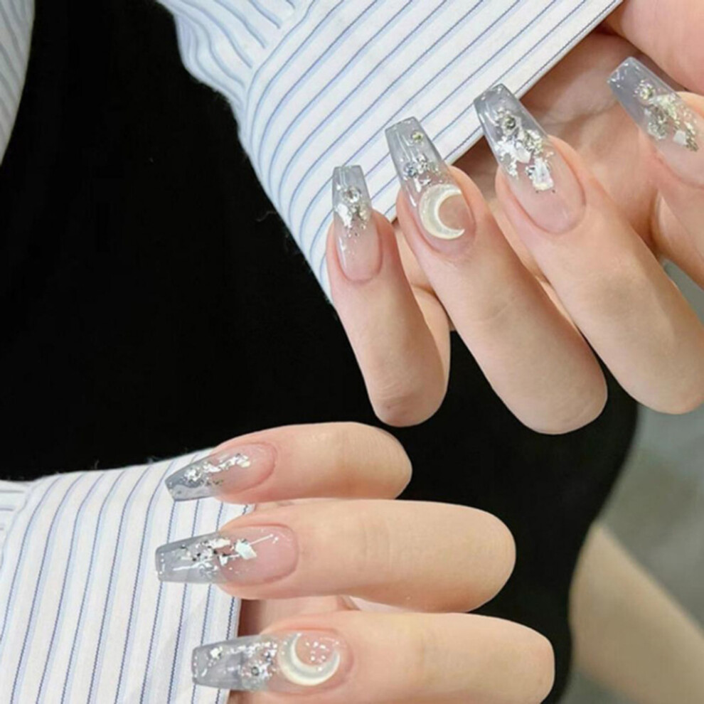 Hue-Grain Glitter Rhinestone Press-On Nails For Girls