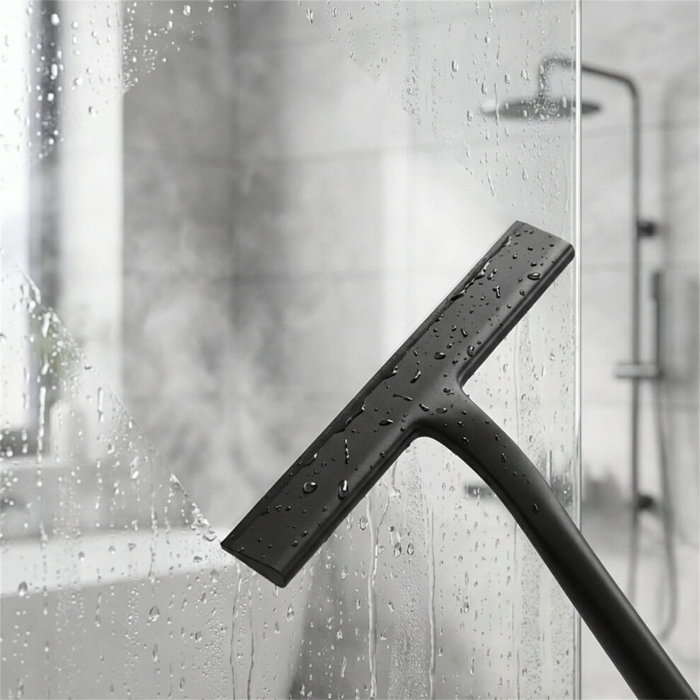 (Black) Silicone Squeegee For Glass, Window & Floor Cleaning 6447105780507