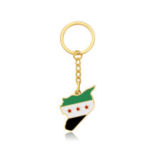 (Gold, Keychain) Syria Flag Necklace & Keychain Gift for Loved Ones